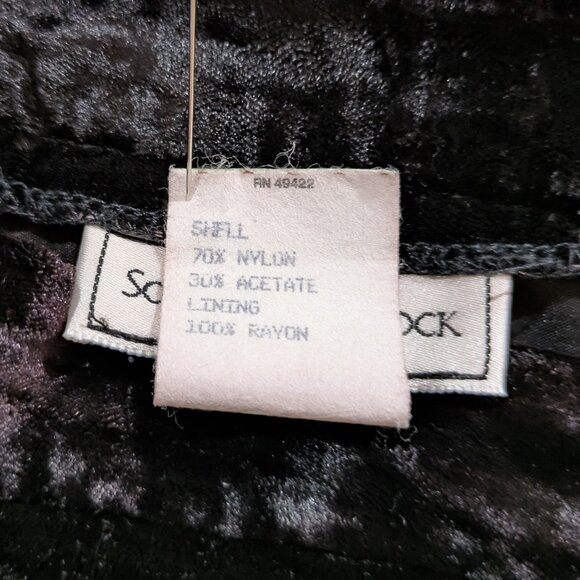 Vintage Crushed Velvet Pencil Skirt 14 Black Elegant Gothic Holiday Party Formal - Picture 6 of 6